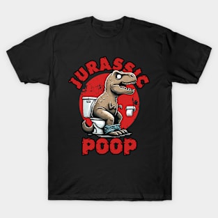 Jurassic Poop Funny T-Rex in Toilet Dinosaur T-Shirt